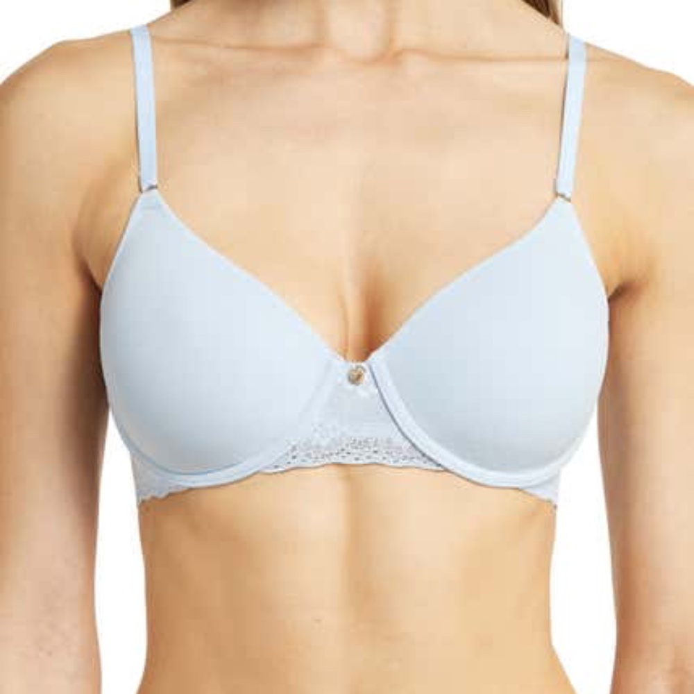 Natori Bliss Perfection Underwire Contour Bra NWT 34C Blue Mist